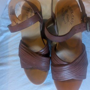 Kork-Ease Platform Sandals Chestnut Leather
